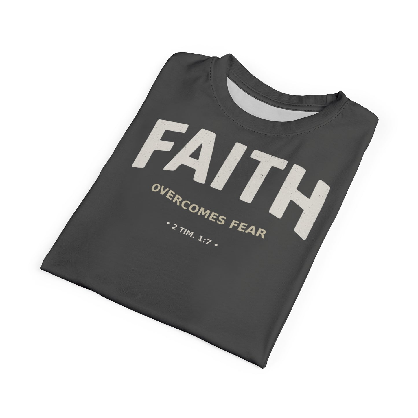 "Faith Overcomes Fear", Unisex Tee (Panzer Grey)