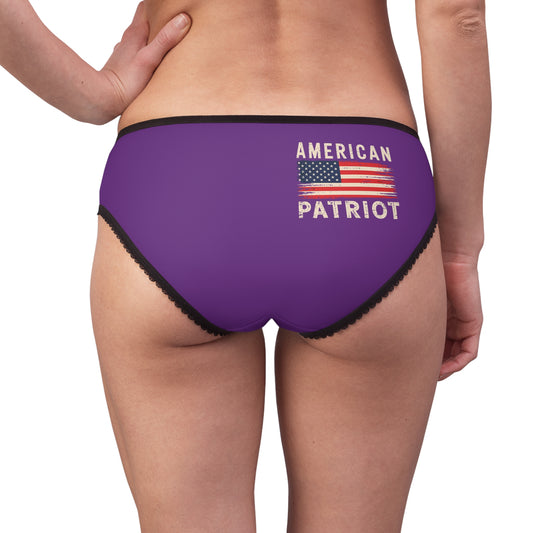 "American Patriot" with Flag #02, Women's Briefs (Vesper Violet)