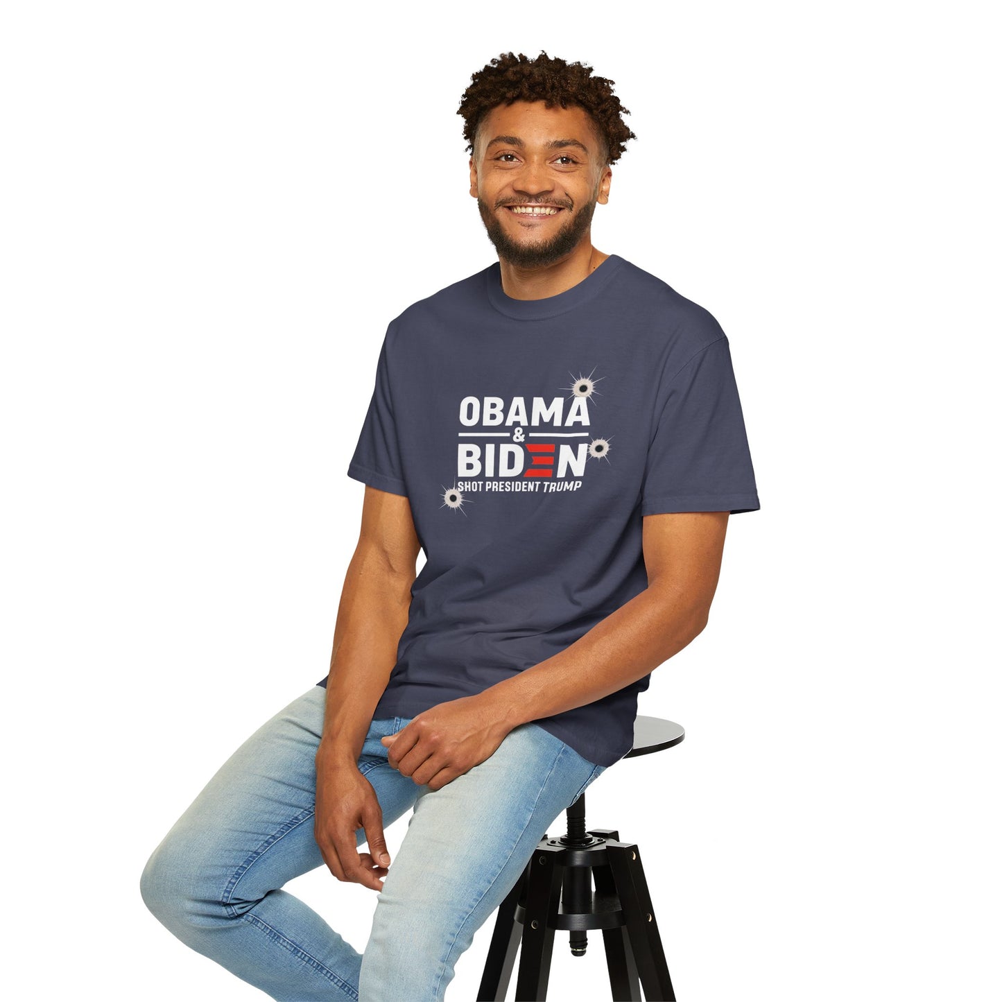 "Obama & Biden Shot President Trump", Unisex Black T-shirt
