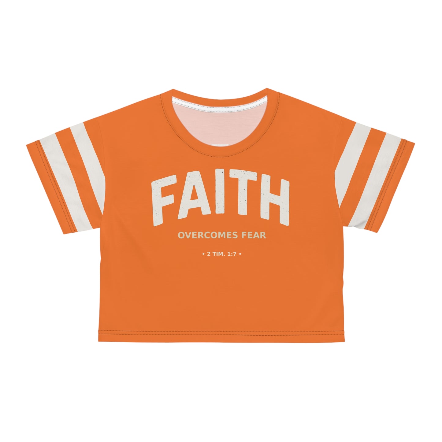 "Faith Overcomes Fear", Crop Tee (Pumpkin Orange)