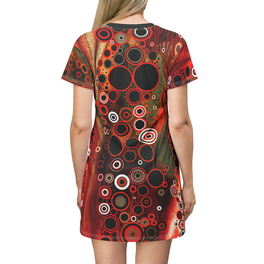 "Abstract #08", Wearable Fine Art T-Shirt Dress (Blick Black Collar)