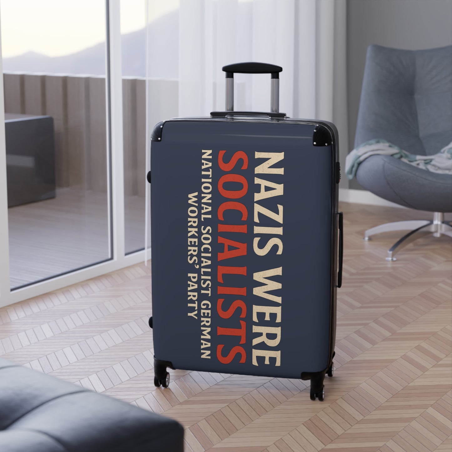 "Nazis were Socialists", Suitcase (Burka Blue Grey)