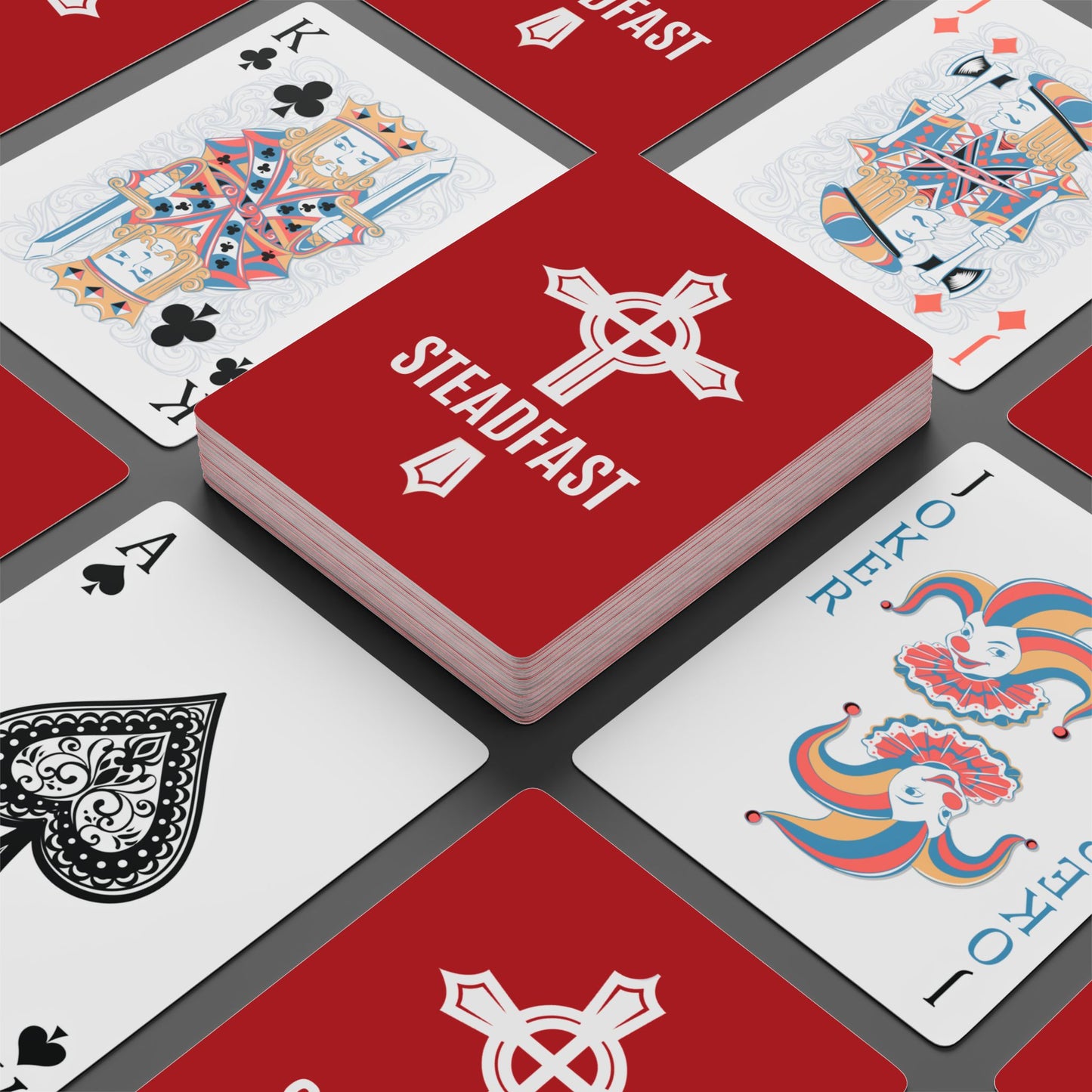 "Steadfast Cross", Christian Playing Cards (Venetian Red)