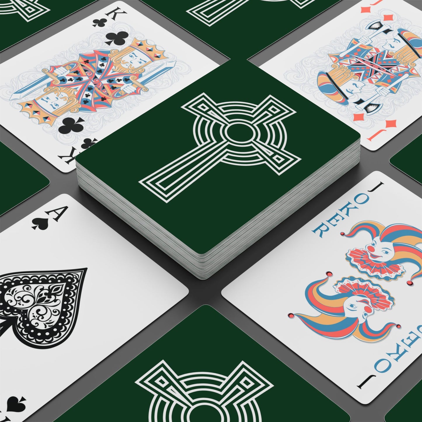 "A Simple High Cross", Christian Playing Cards (Zucchini Green)