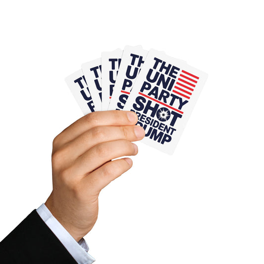 "The Uniparty Shot President Trump" #01, Political Playing Cards (Linen White)