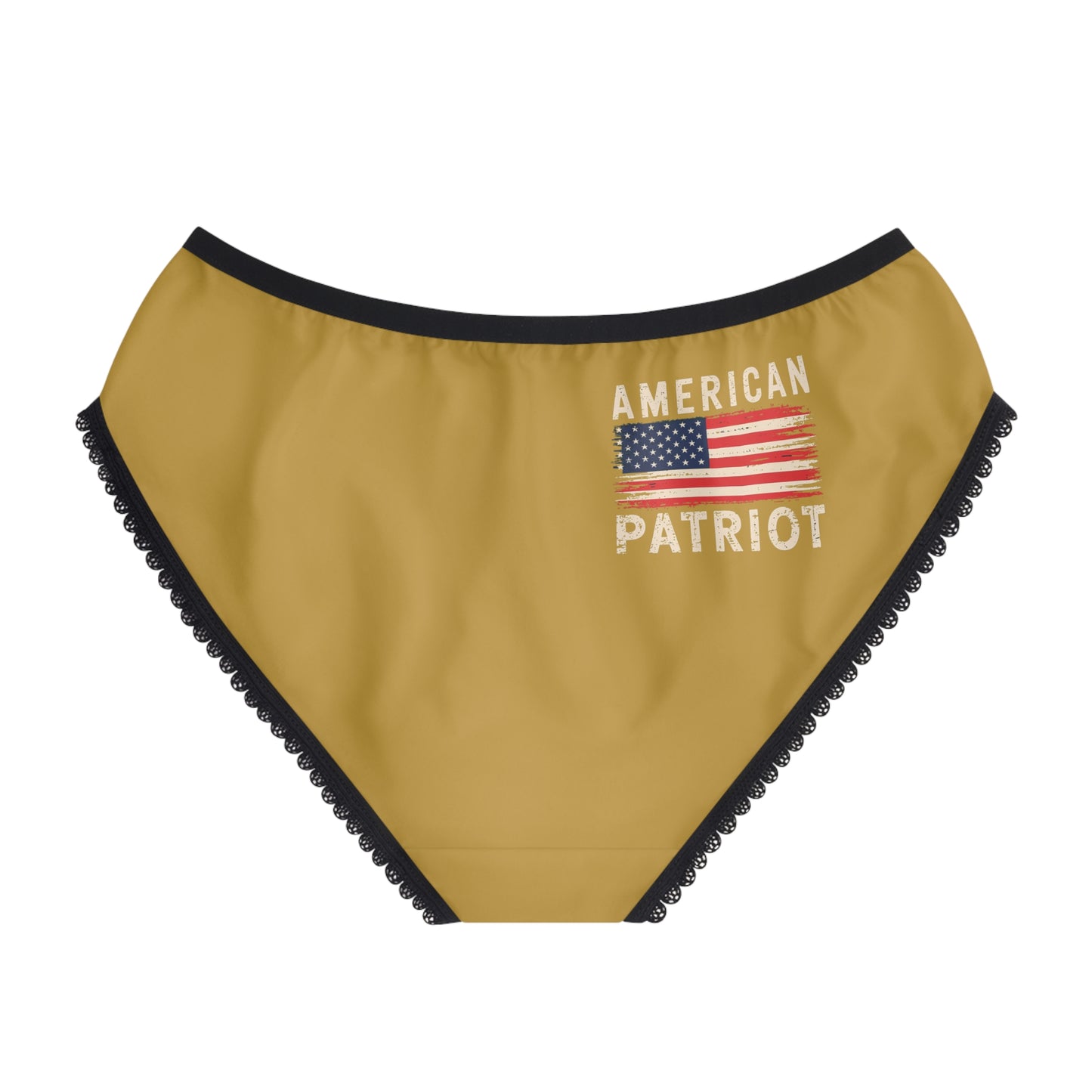 "American Patriot" with Flag #02, Women's Briefs (Satin Sheen Gold)