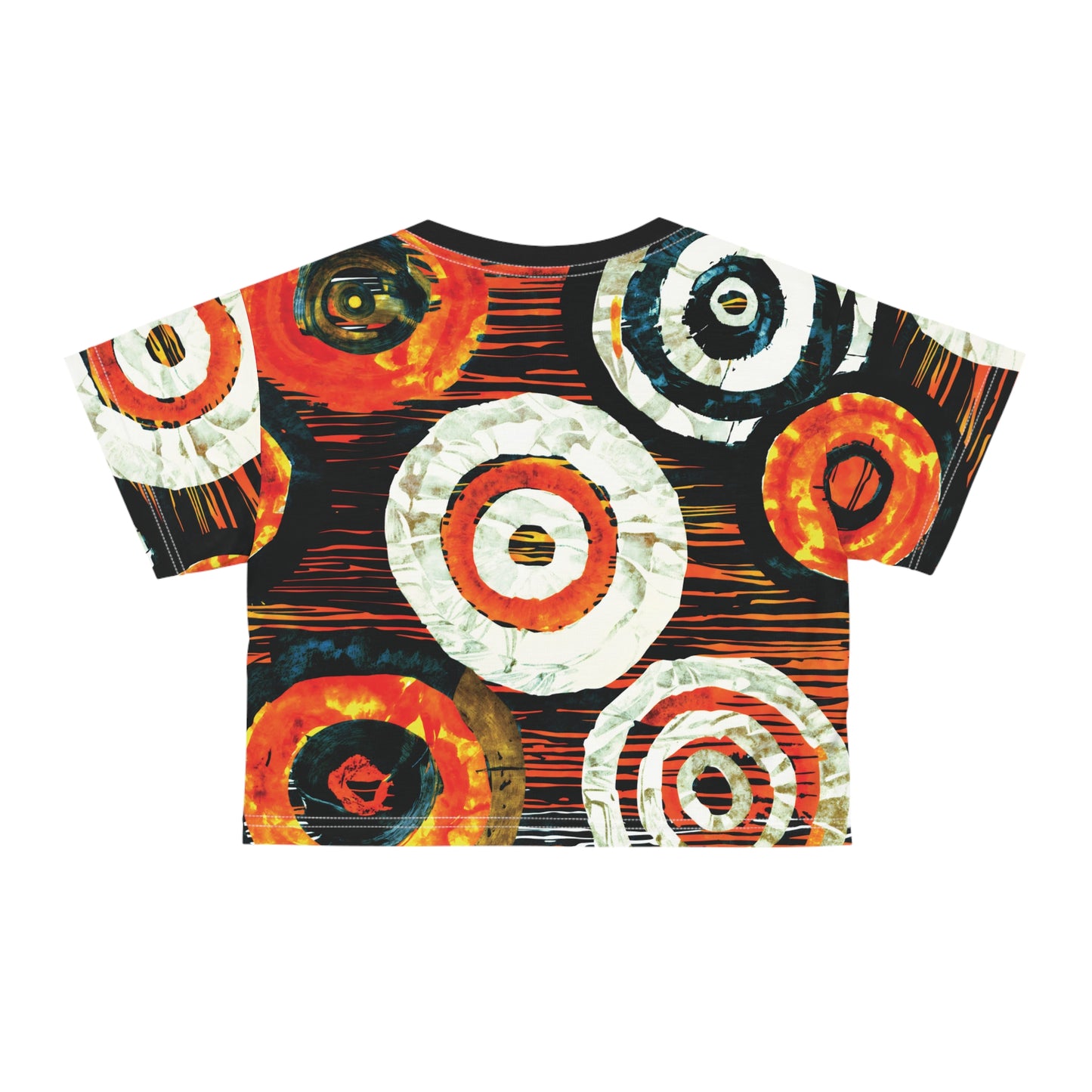 "Abstract 66", Wearable Fine Art Crop Tee (Flame Black Collar)