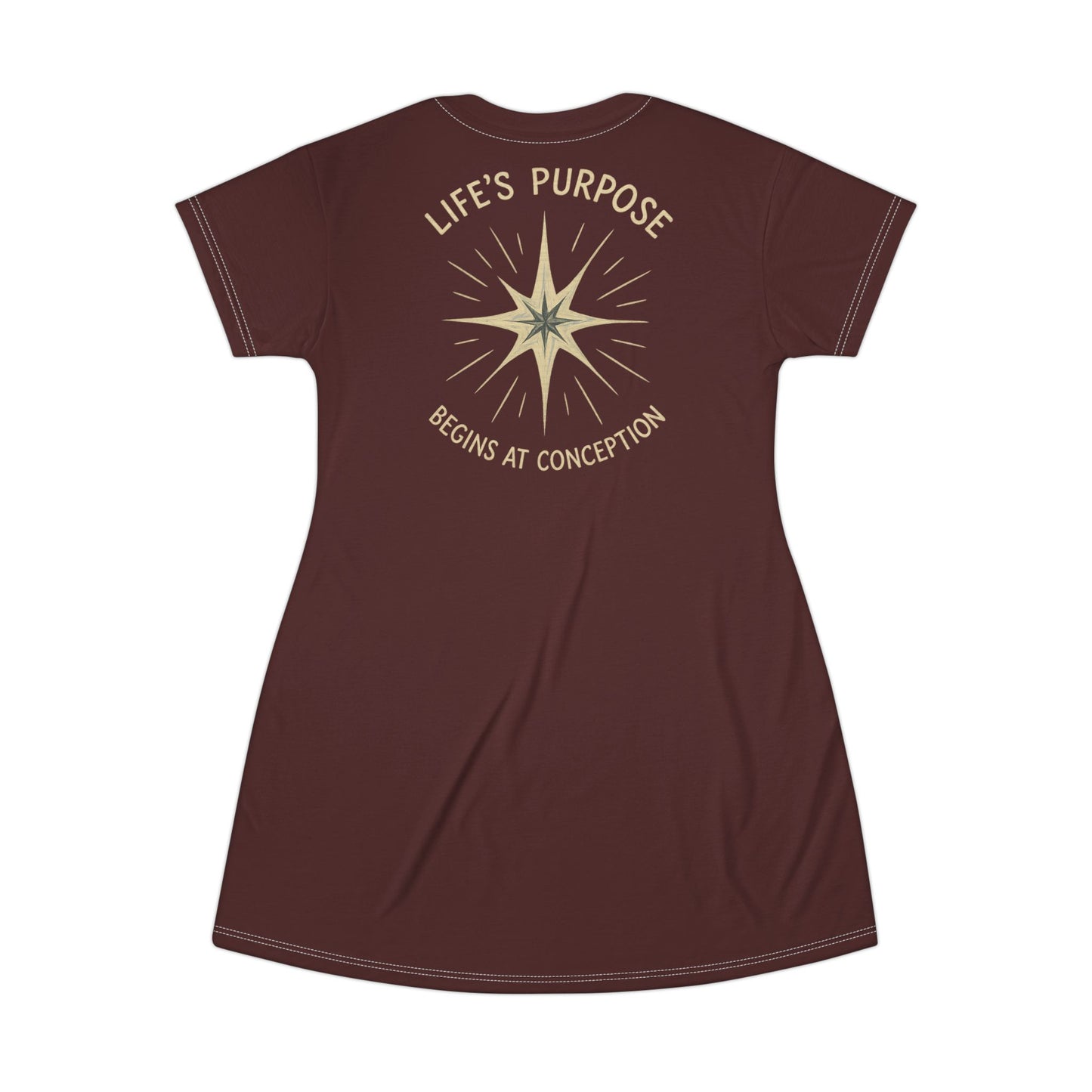 "Life's Purpose Begins at Conception #02", T-Shirt Dress (Marsden 1800)