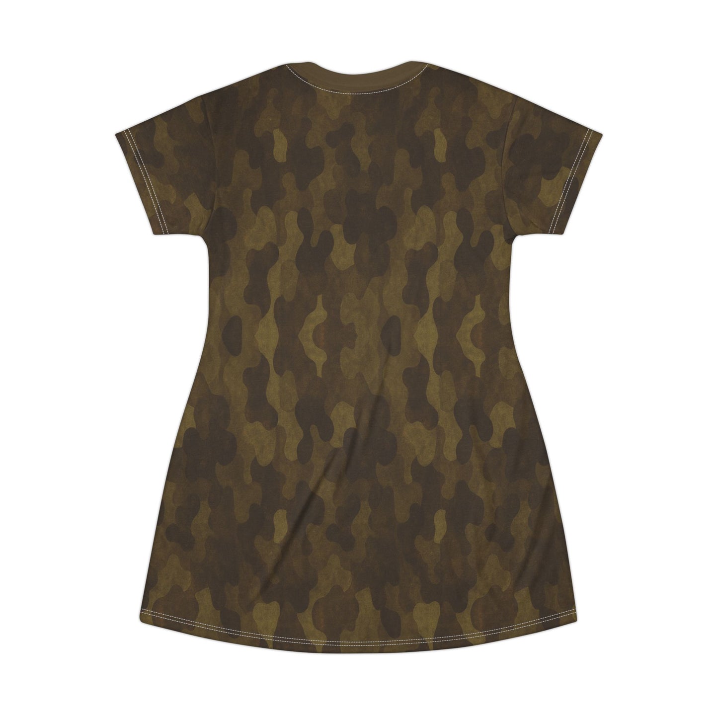 "Swamp Recon Camouflage", T-Shirt Dress (Cattail Bronze Collar)
