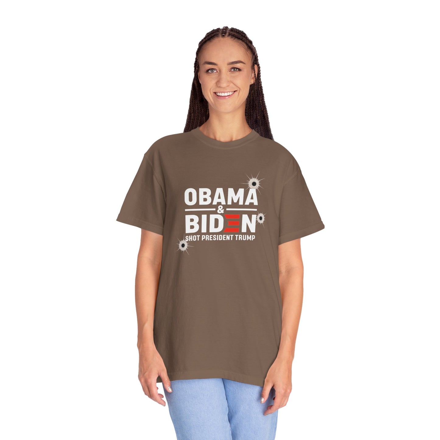 "Obama & Biden Shot President Trump", Unisex Black T-shirt