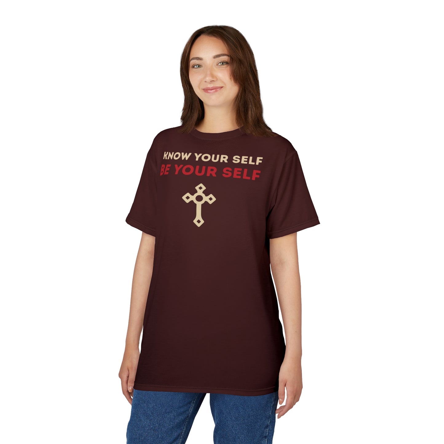 "Know Your Self", Unisex T-shirt (Mahogany)