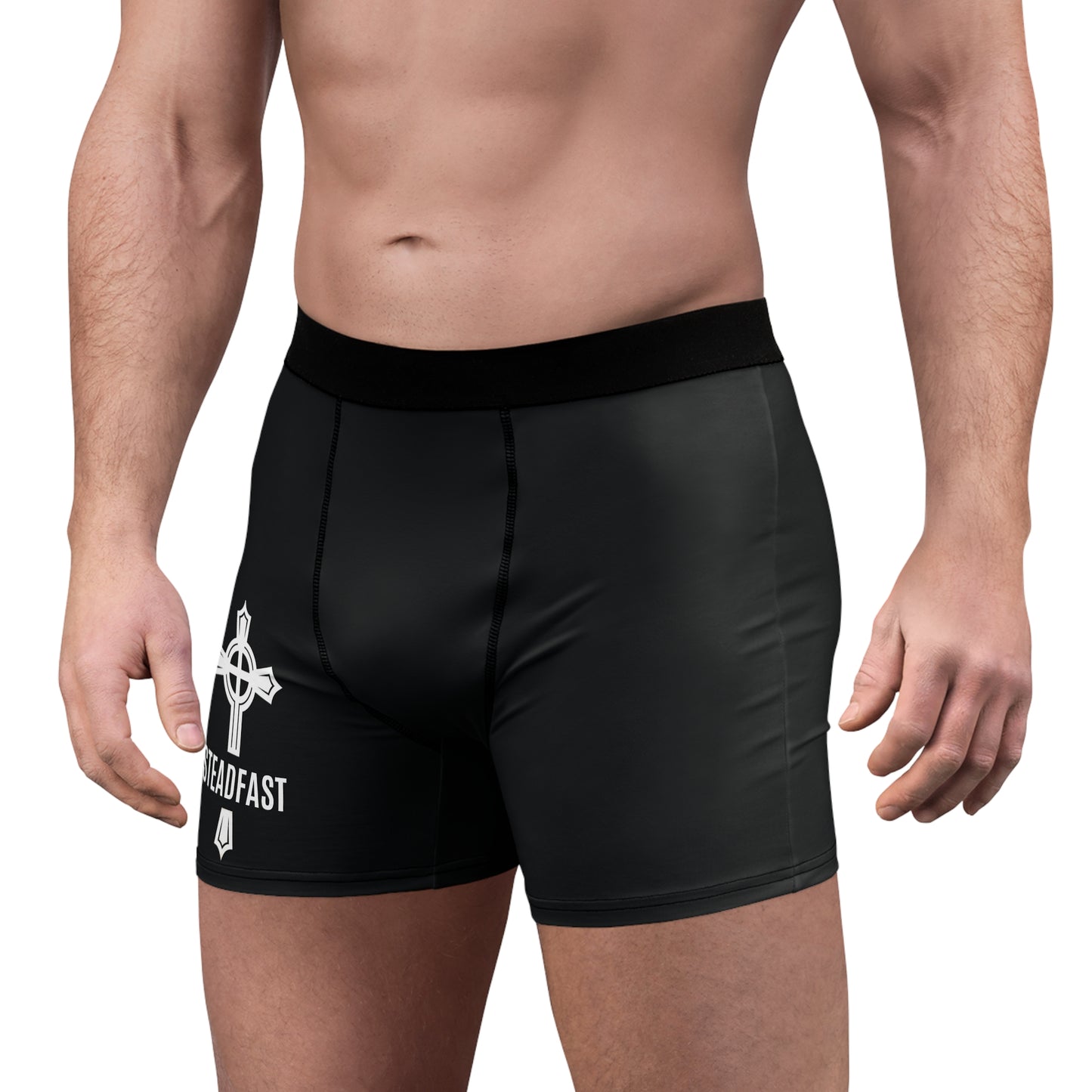 "Steadfast Cross", Men's Boxer Briefs (Moonless Black)