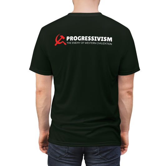 "Progressivism - Enemy of Western Civilization", Unisex Tee (Blackstone Green)
