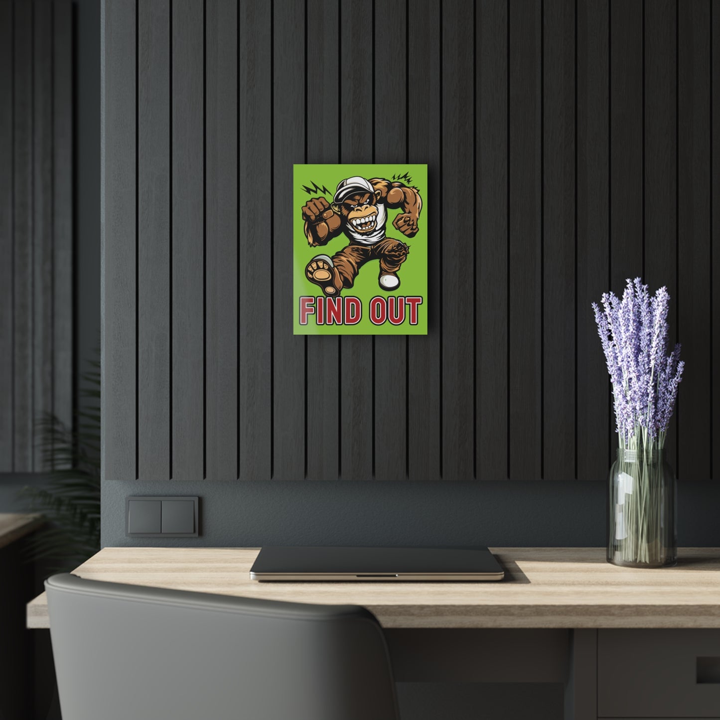 "Find Out", Acrylic Wall Prints (French Cleat Hanging) (Chartreuse Green)