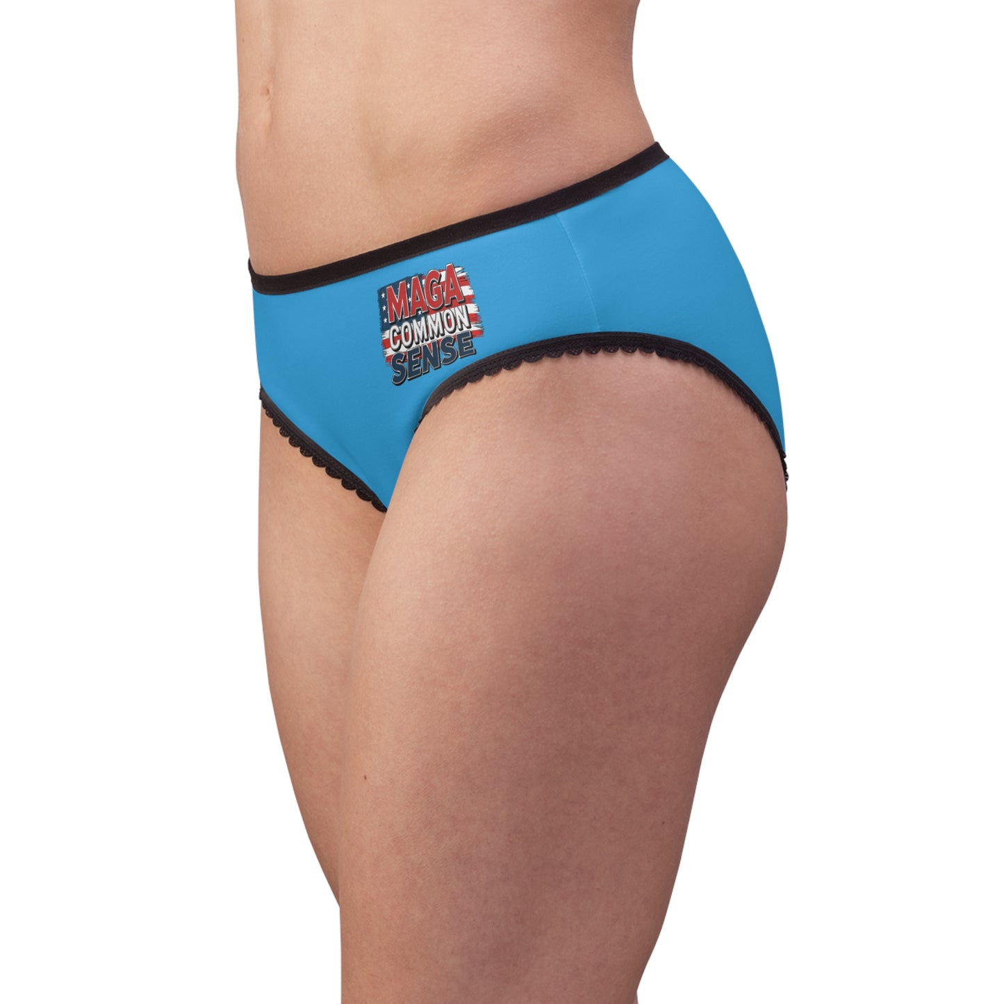 "MAGA Common Sense" #01, Women's Briefs (Coral Sea Blue)