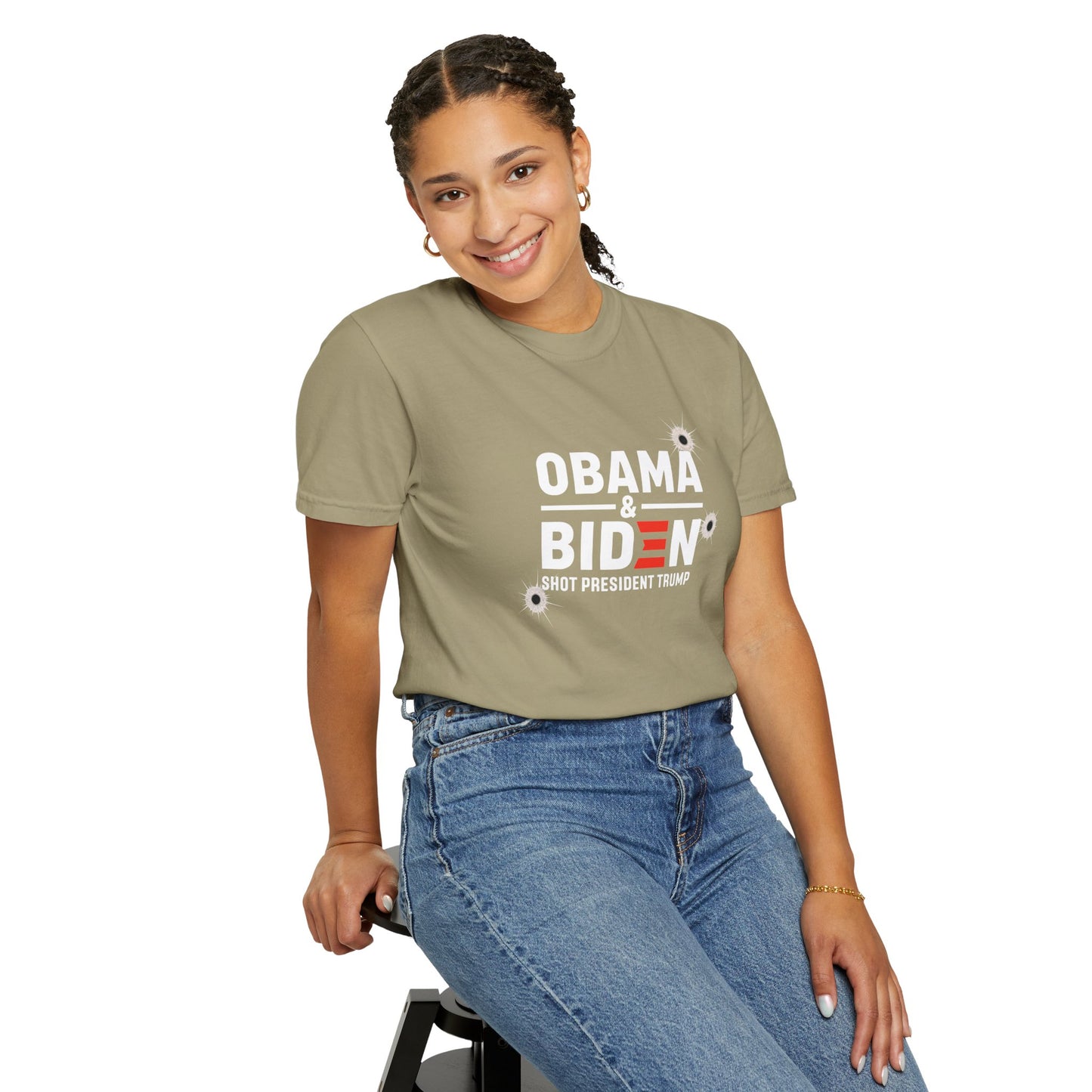"Obama & Biden Shot President Trump", Unisex Black T-shirt