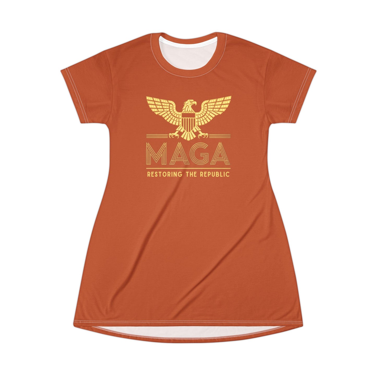 "MAGA - Restoring the Republic", T-Shirt Dress (Burnt Orange)