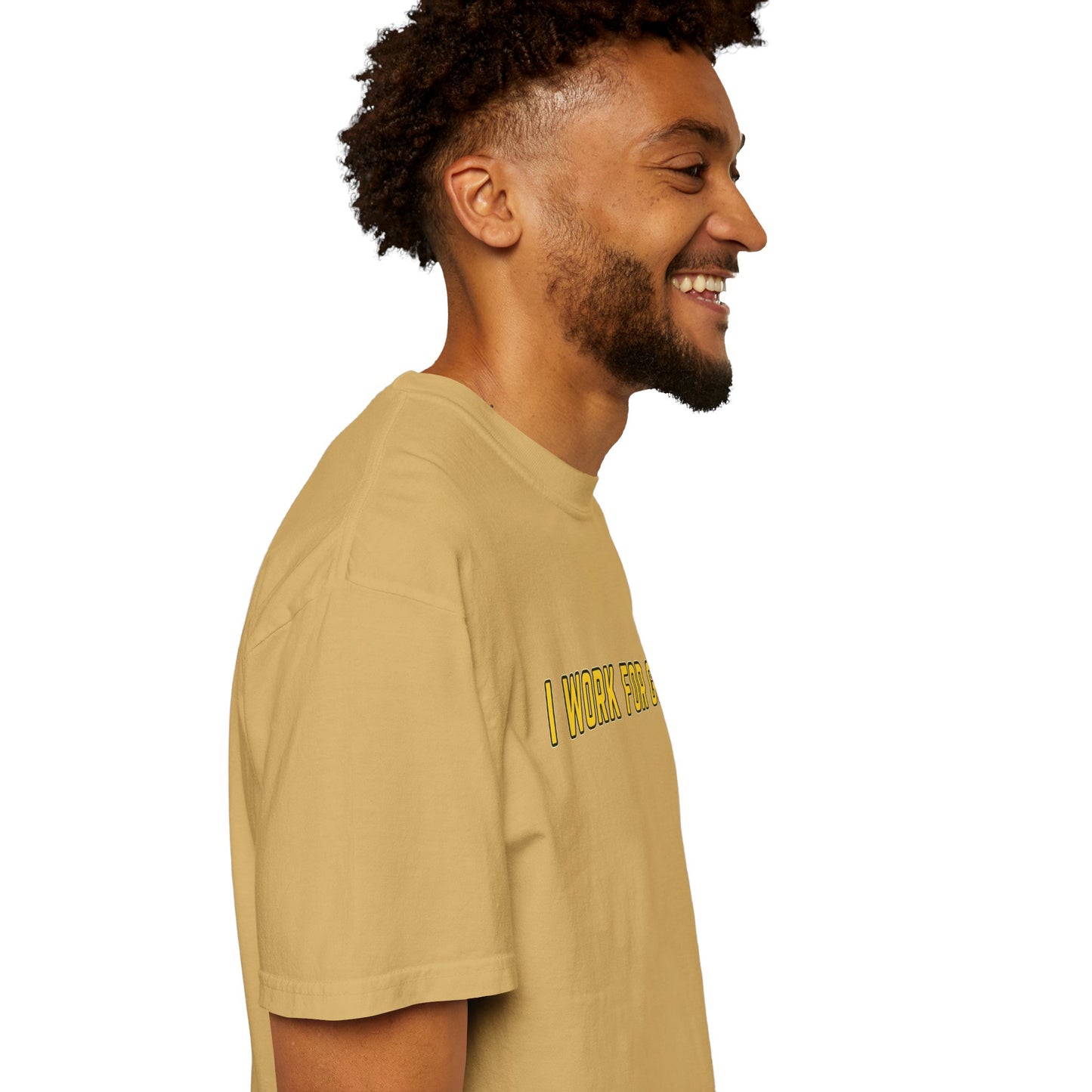 "I Work for God" Unisex T-shirt (Gold Font)