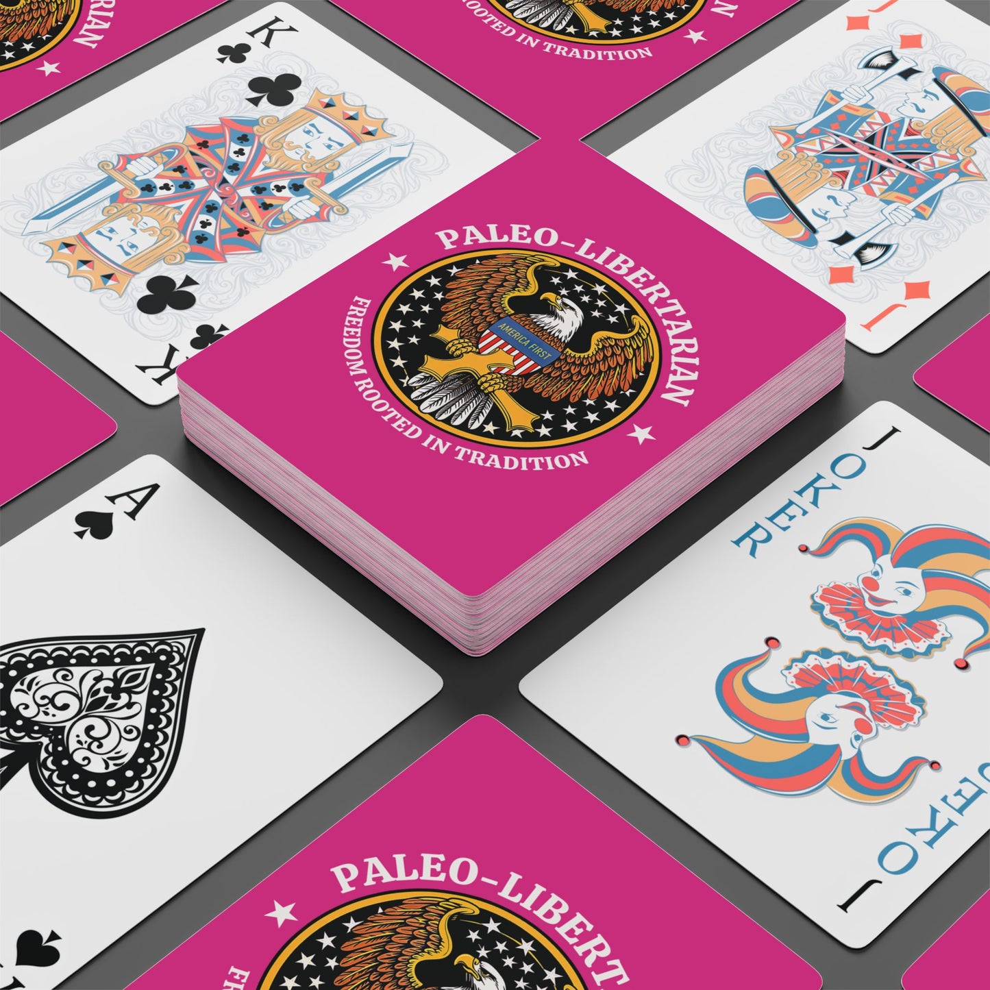 "Paleo-Libertarian" #01, Political Playing Cards (Strongboy Pink)
