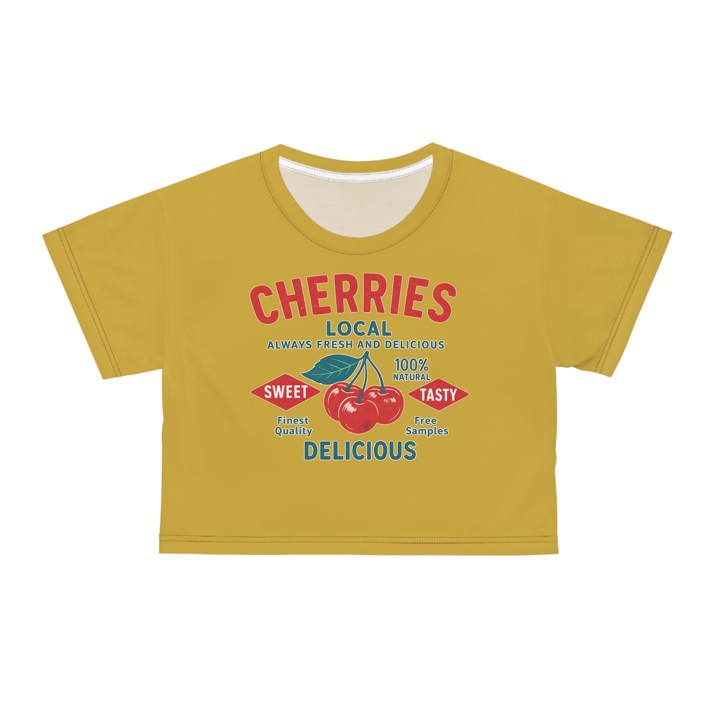 "Delicious Cherries", Crop Tee (Forgelight Gold)