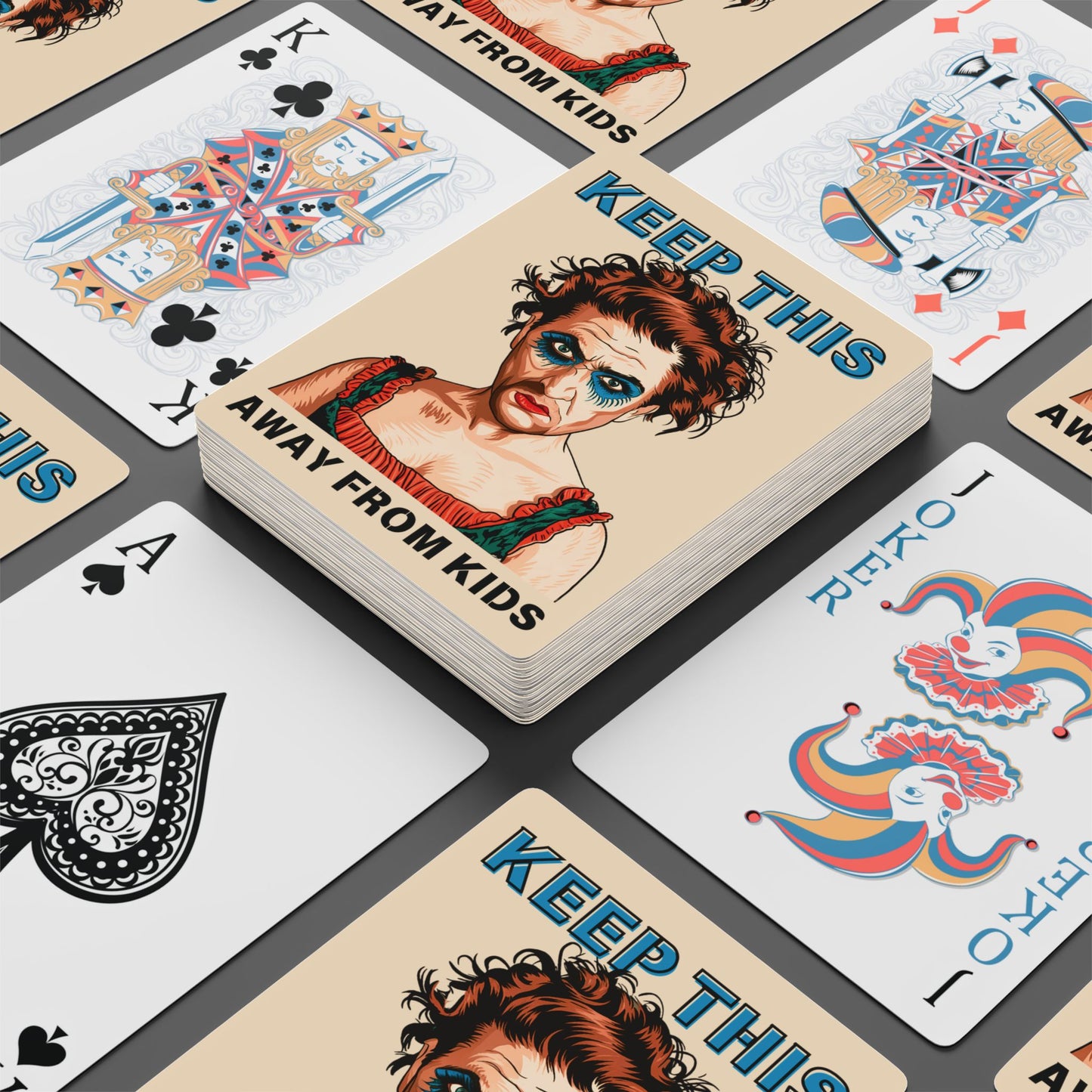 "Keep This Away from Kids", Cultural Playing Cards (Champagne)