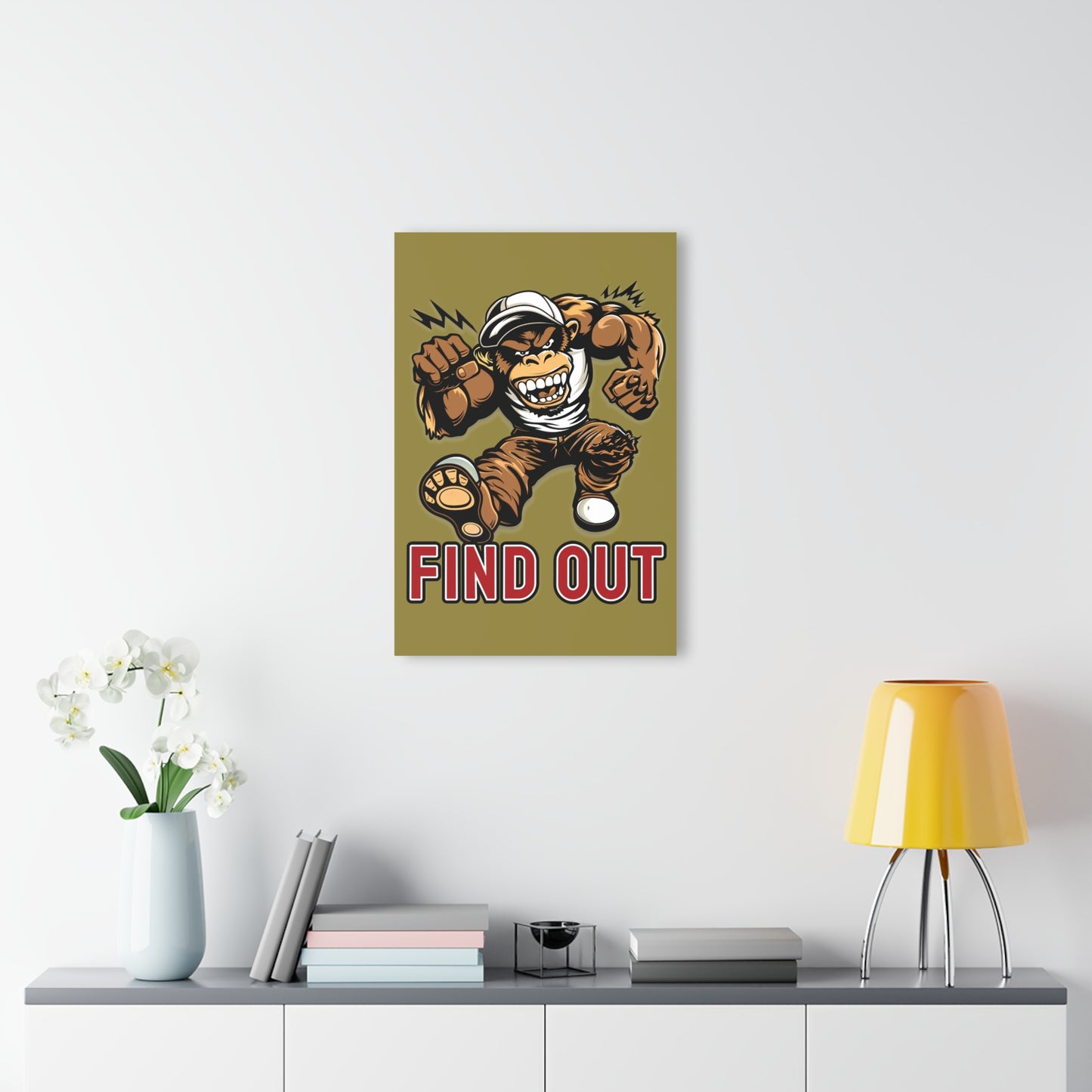 "Find Out", Acrylic Wall Prints (French Cleat Hanging) (Camouflage Yellow)