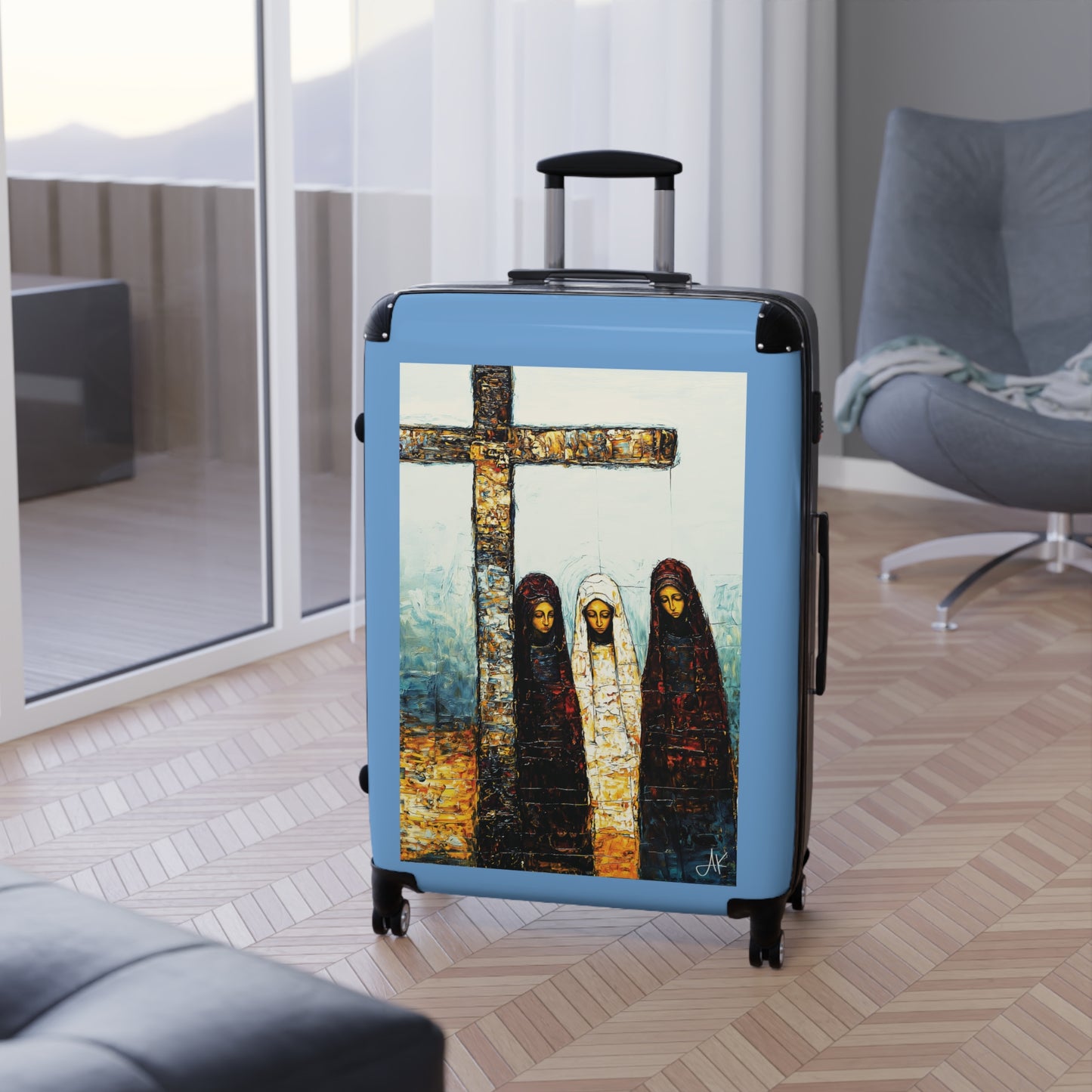 "At-the-Foot of the Cross - John 19:25", Suitcases (Light Blue)