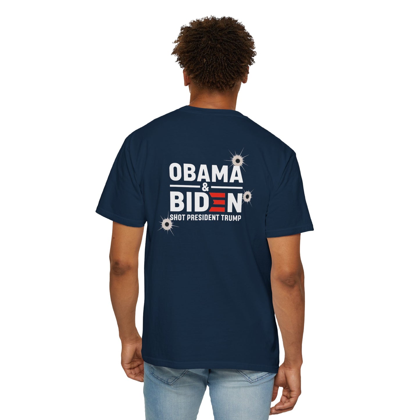 "Obama & Biden Shot President Trump", Unisex Black T-shirt