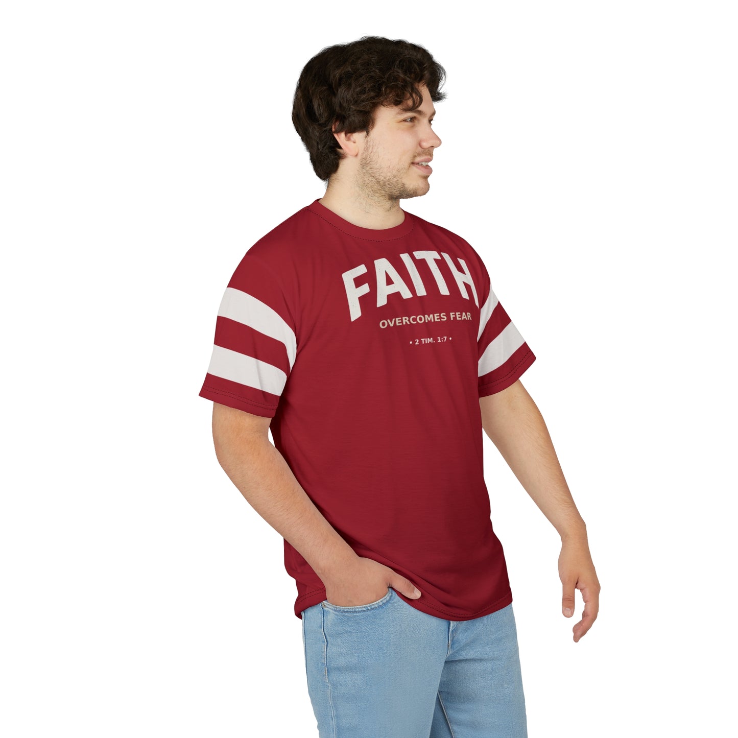 "Faith Overcomes Fear", Unisex Tee (Cherry Red)
