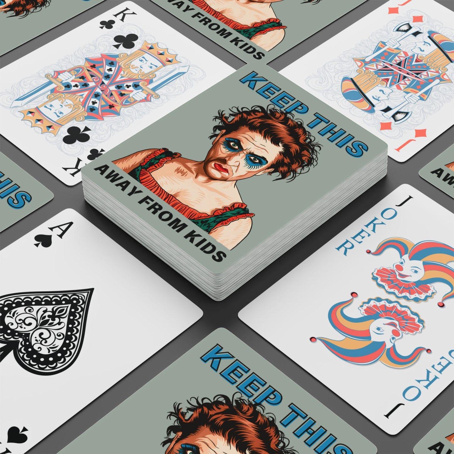 "Keep This Away from Kids", Cultural Playing Cards (Ash Grey)