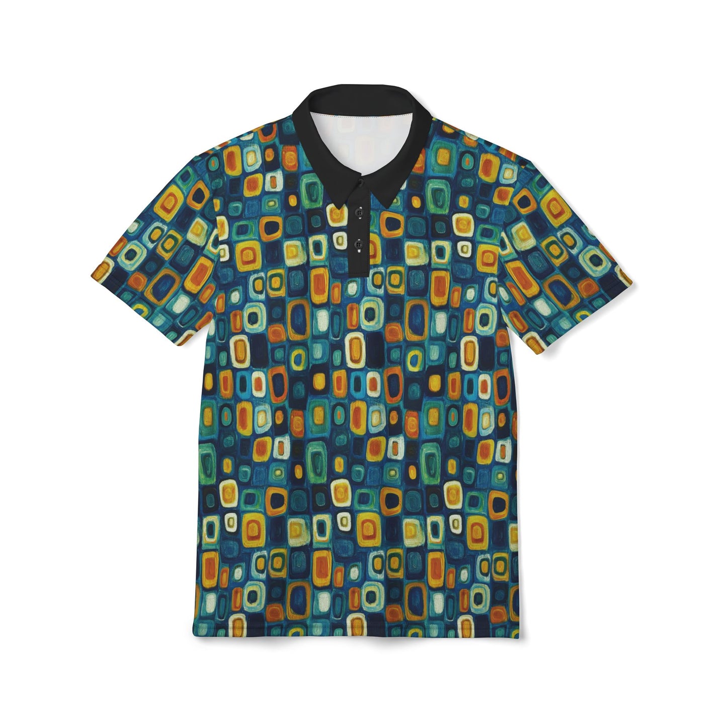 "Soul Mosaic", Unisex Polo Shirt (Black Collar)
