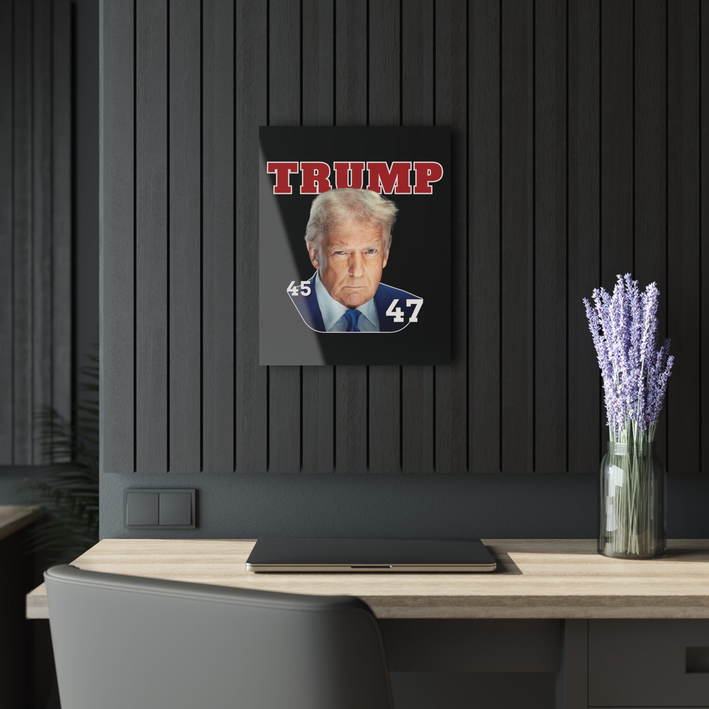 "Trump 45-47", Acrylic Wall Prints (French Cleat Hanging) (Void Black)