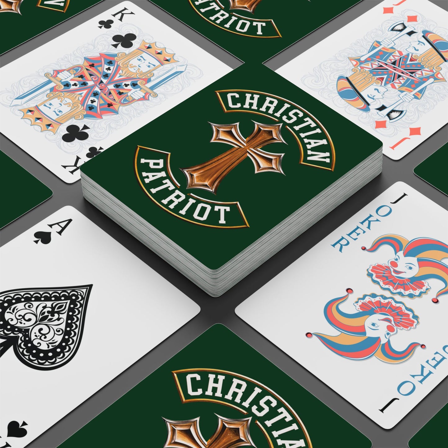 "Christian Patriot" #03, Christian Playing Cards (Zucchini Green)
