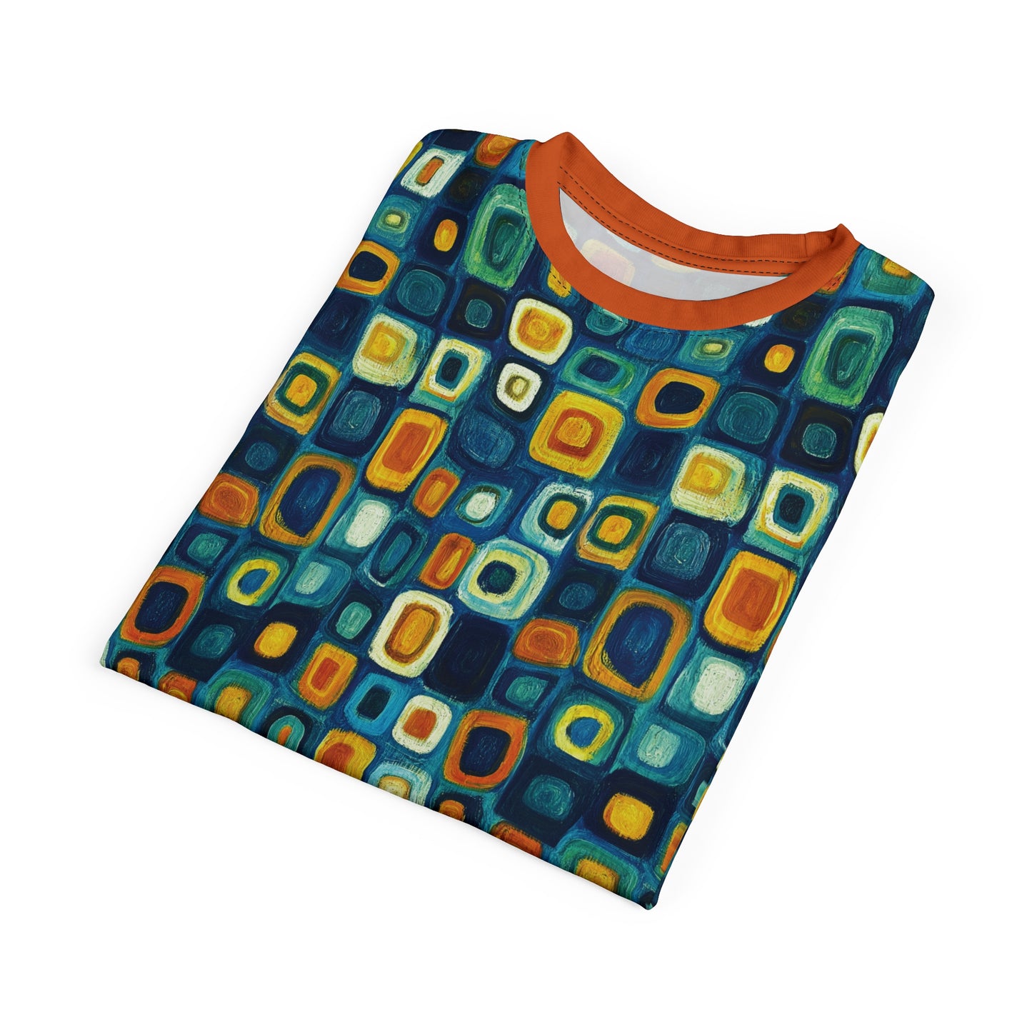 "Soul Mosaic", Unisex Tee (Metallic Orange Collar)