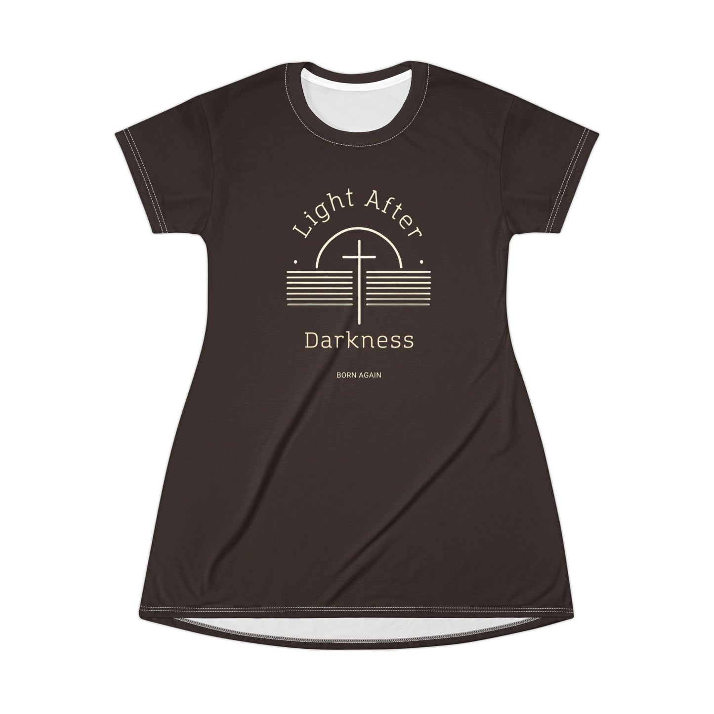 "Light After Darkness - Born Again", T-Shirt Dress (Rich Soil Brown)
