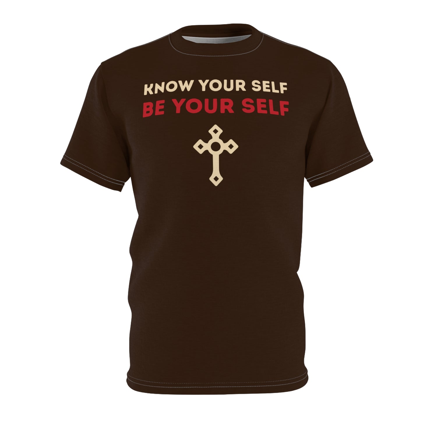 "Know Your Self", Unisex T-shirt (Zinnwaldite Brown)