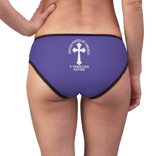 "USA - A Christian Nation" #04, Women's Briefs (Electric Indigo)