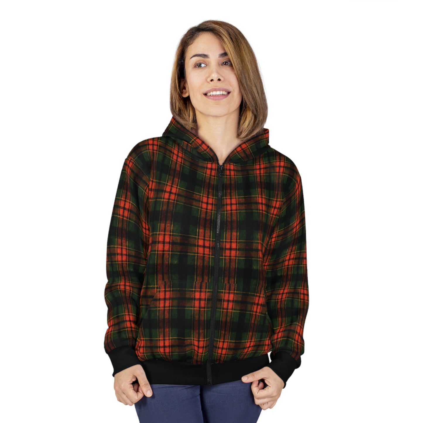 "Kilmor Brieve Tartan", Unisex Wearable Art Zip Hoodie