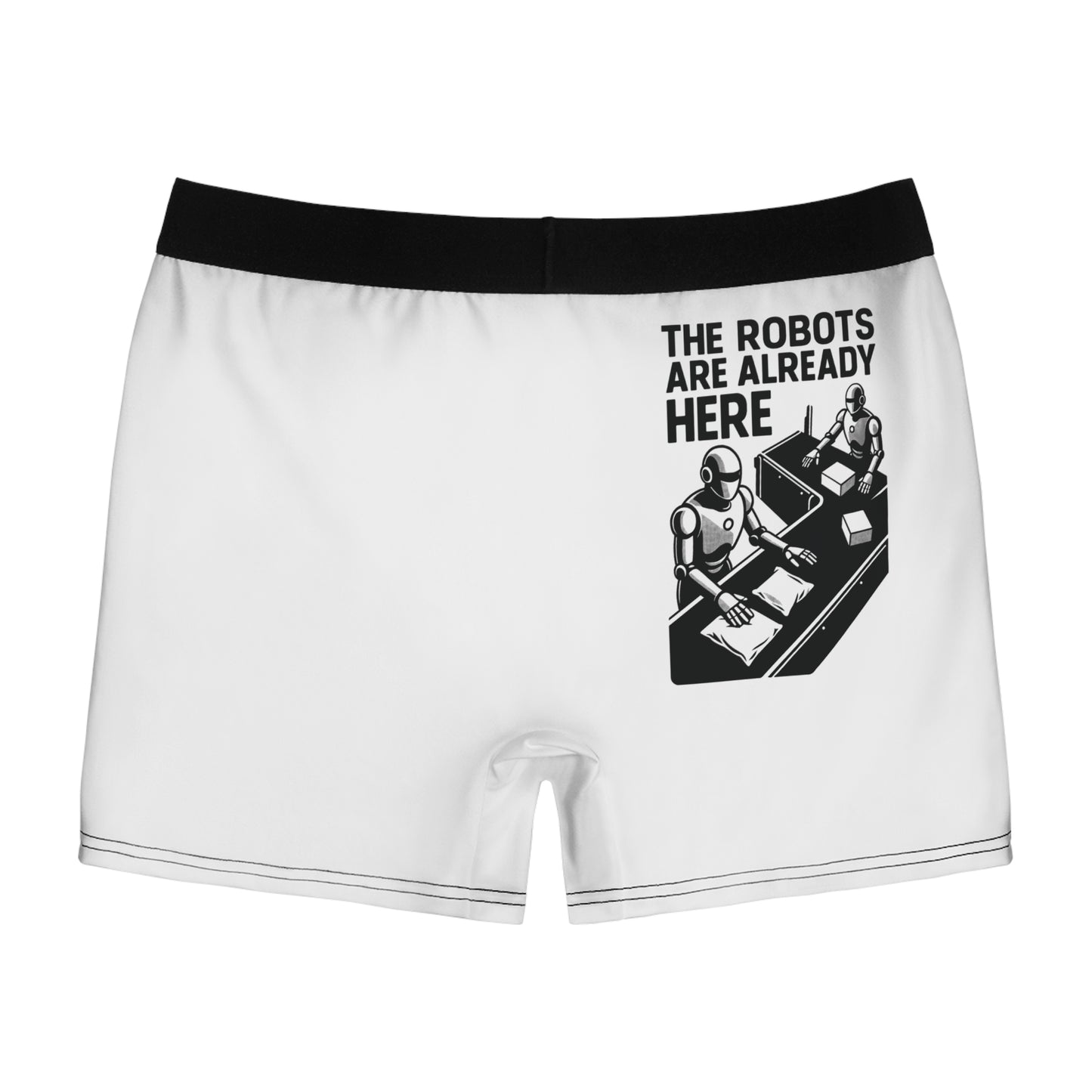 "The Robots Are Already Here", Men's Boxer Briefs (White)