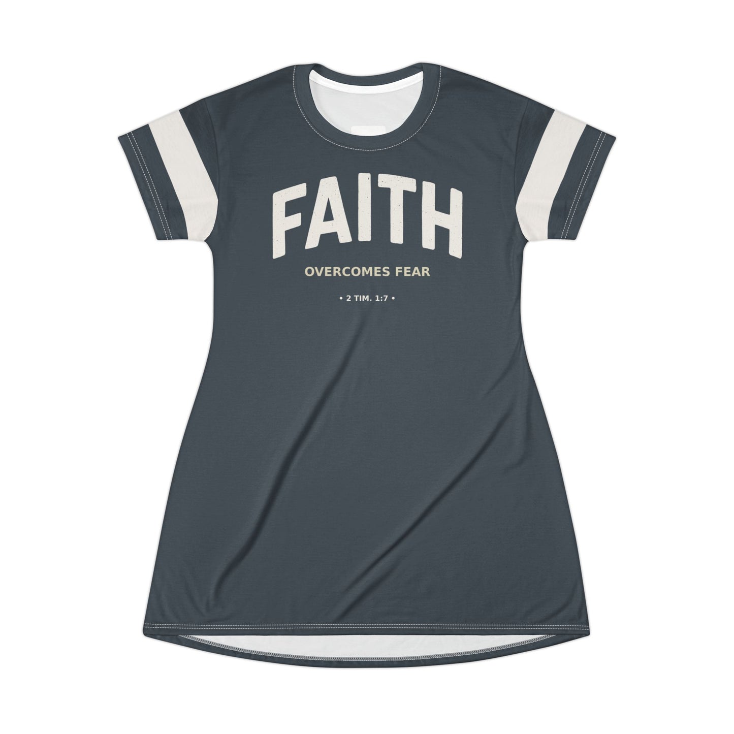 "Faith Overcomes Fear", T-Shirt Dress (Charcoal)