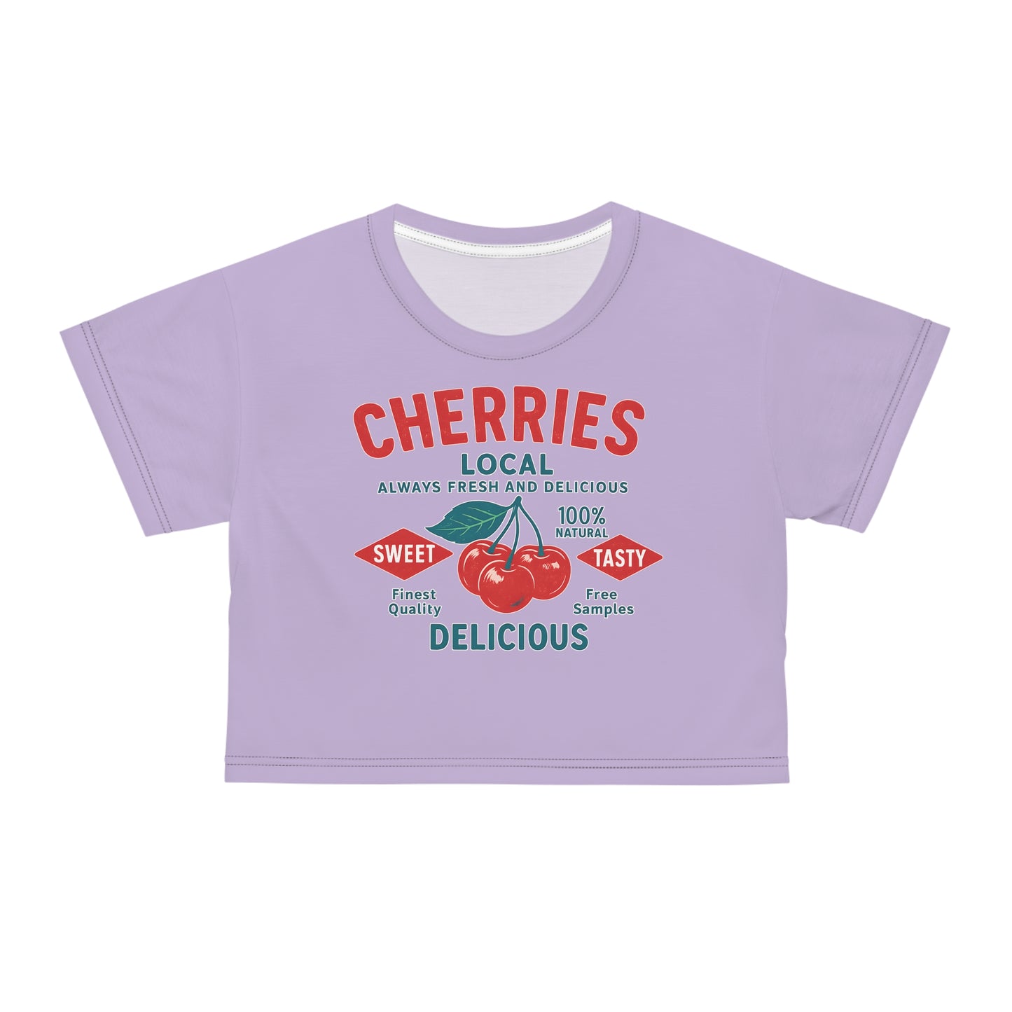 "Delicious Cherries", Crop Tee (Vintage Lilac)