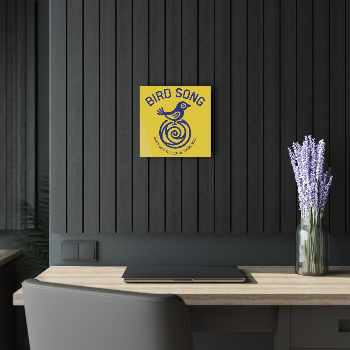 "Bird Song", Christian Acrylic Wall Prints (French Cleat Hanging) (Lady Finger Banana Yellow)