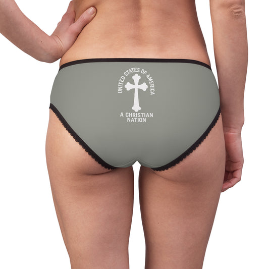 "USA - A Christian Nation" #04, Women's Briefs (Old Church Slate Grey)
