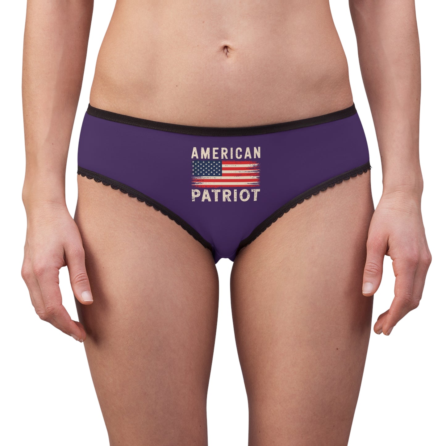 "American Patriot" with Flag #02, Women's Briefs (Quandong Plum)