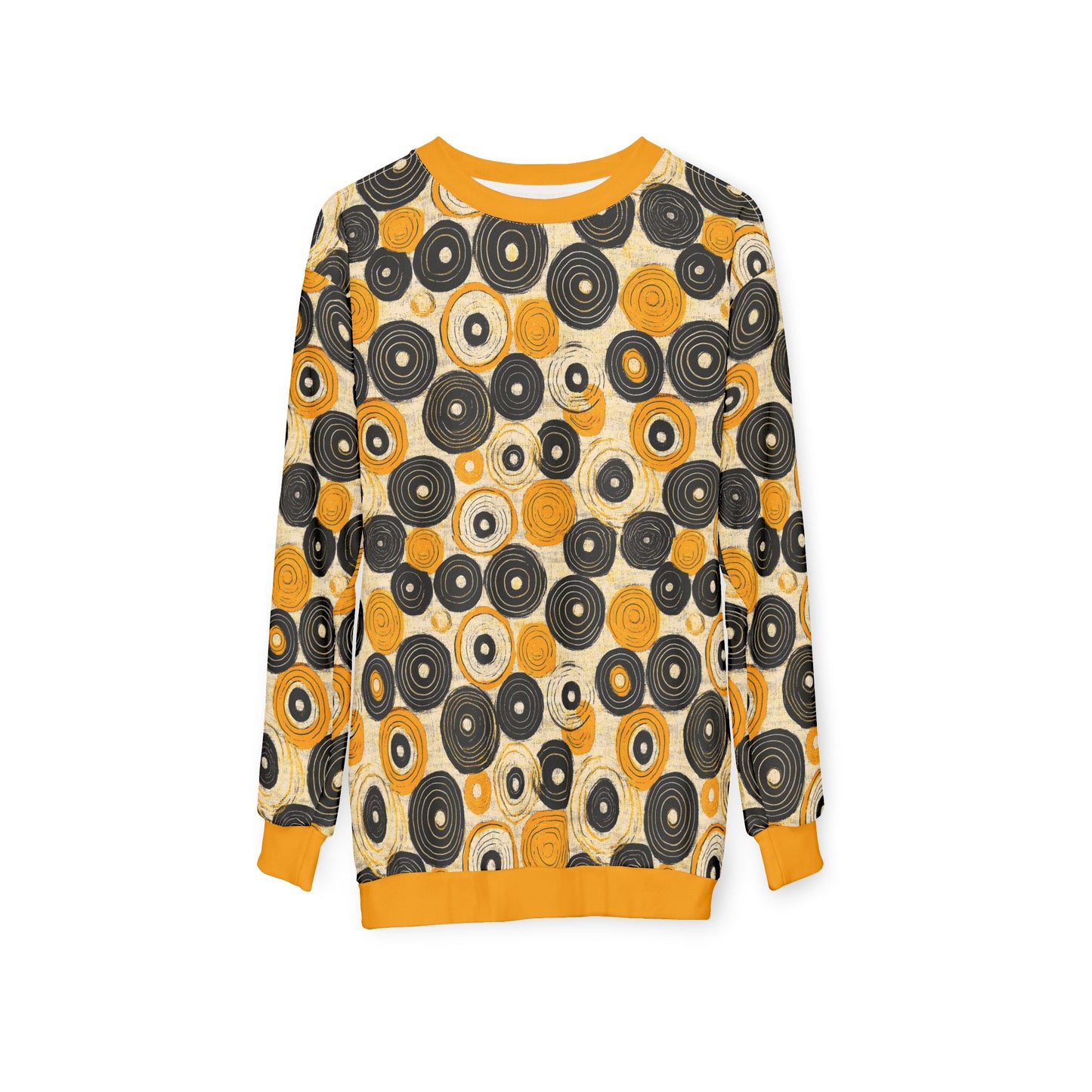 "Old 45's", Wearable Pattern Art Unisex Sweatshirt (Cyber Yellow Cuffs)