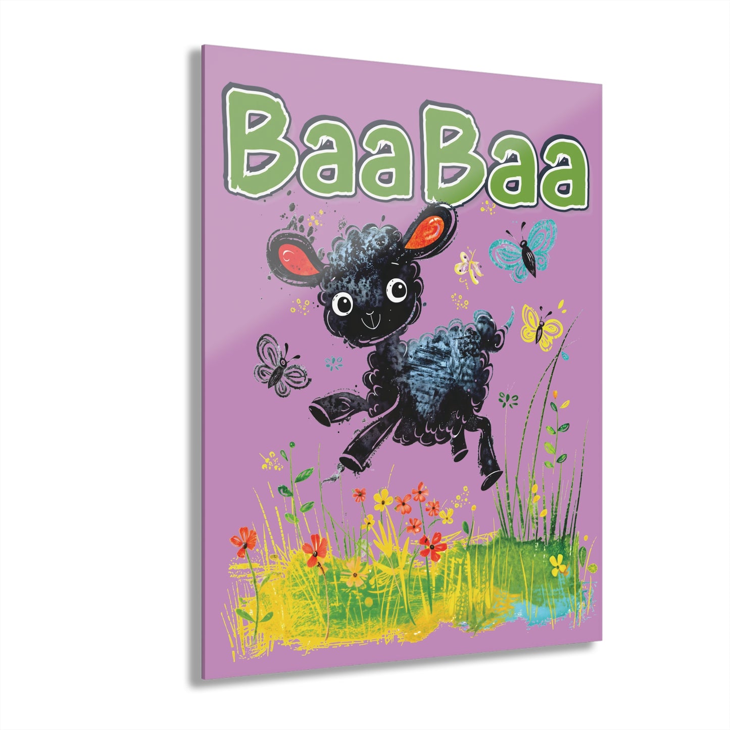 "Baa Baa Black Sheep", Acrylic Wall Prints (French Cleat Hanging) (Sanctified Petal)