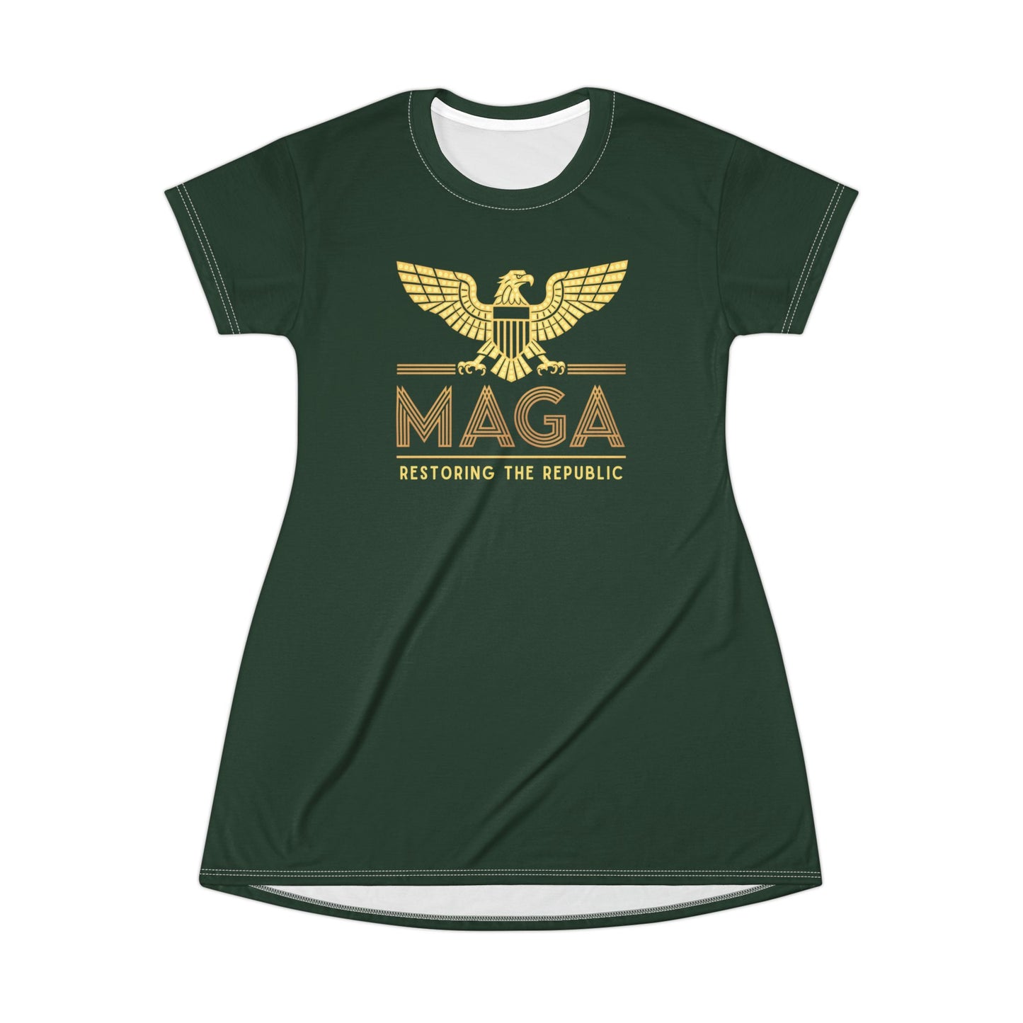 "MAGA - Restoring the Republic", T-Shirt Dress (Monsoon Green)