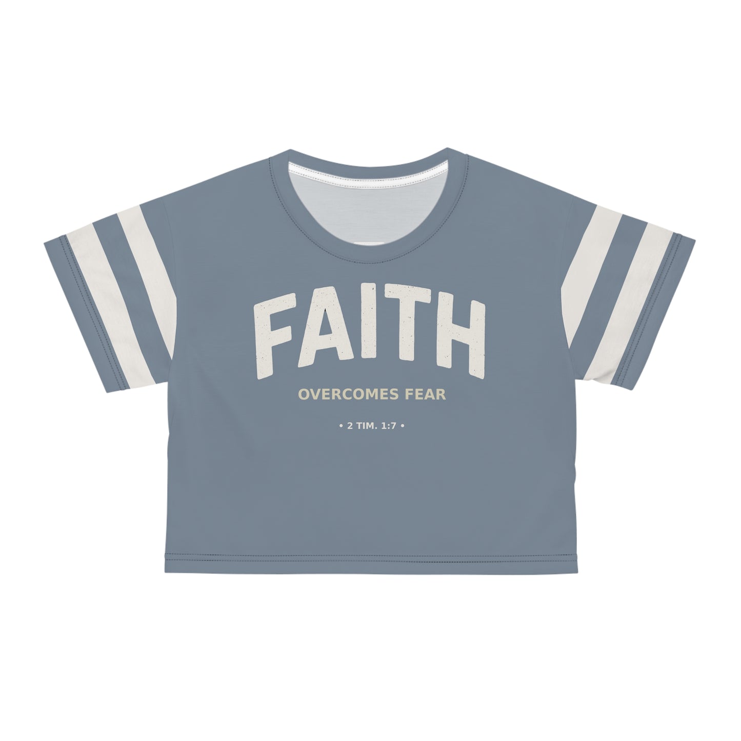 "Faith Overcomes Fear", Crop Tee (Atlantic Grey)