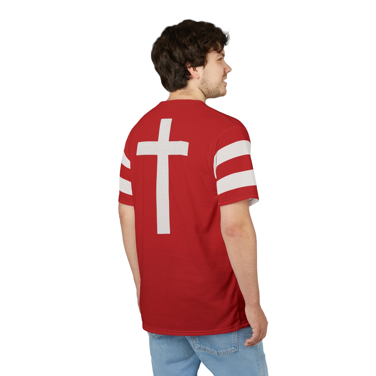 "Faith Overcomes Fear", Unisex Tee (Light Cherry Red)