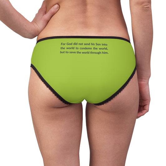 "Good News - John 3:17", Women's Briefs (Light Chartreuse)